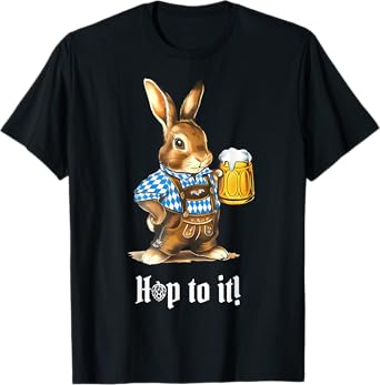 Hop to It Funny Bavarian Rabbit Lederhosen Beer Oktoberfest T-Shirt