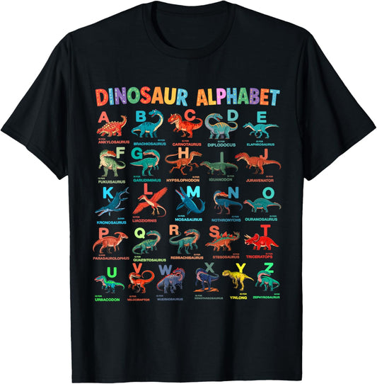 Alphabet A–Z Dinosaur Identification Tee for Kids by TeeBrew