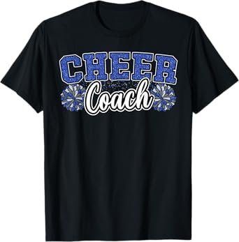 Loud Proud Cheer Coach Pom Poms Blue Cheerleader Women T-Shirt