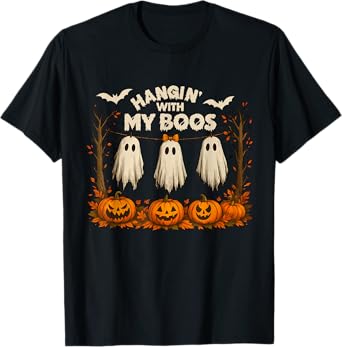 Funny Retro Hanging With My Boos Ghosts Halloween Autumn T-Shirt