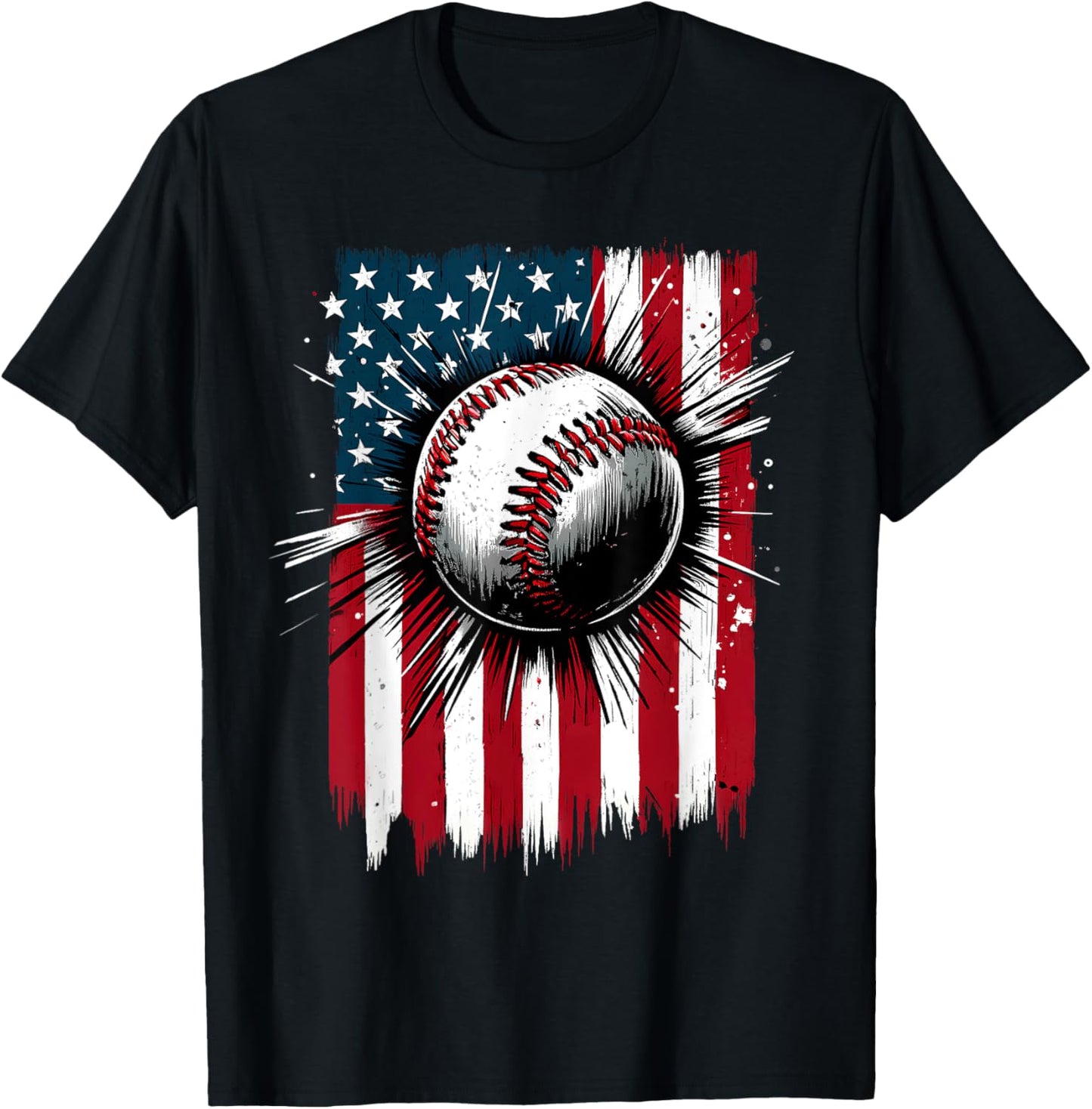 Patriotic Baseball 4th Of July USA American Flag Men Boy Kid T-Shirt