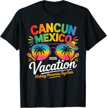 Cancun Mexico Vacation Beach 2025 Trip Group Squad Colorful T-Shirt