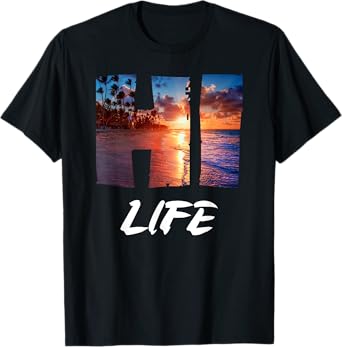 HI Life Aloha Hawaii Tropical Island Tee Hawaiian Vacation T-Shirt