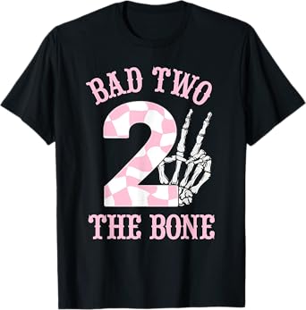 2nd Birthday Outfit Girl Bad Two The Bone Party Decorations T-Shirt