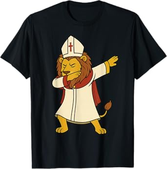 Lion Dabbing Pope Leo XIV Halloween Funny USA Da Pope T-Shirt