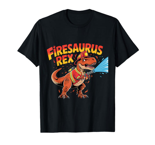 Firesaurus Rex Kids Toddler Rescue Team Firefighter T-Shirt