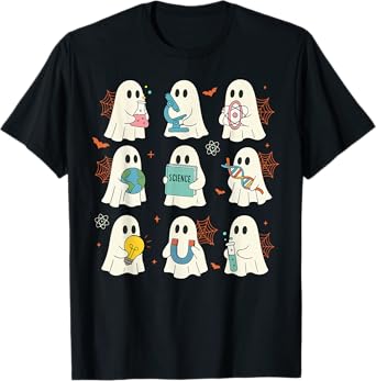 Halloween Science Teacher Student Ghost Laboratory Men Women T-Shirt