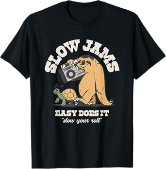 Slow Jams Funny Sloth Turtle Retro T-Shirt
