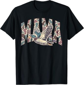 Mallard Duck Hunting Mama Retro Camouflage Daddy Mothers Day T-Shirt