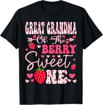 Great Grandma Of The Berry Sweet One Strawberry 1St Birthday T-Shirt