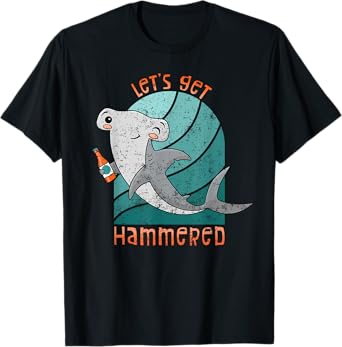 Funny Hammerhead Shark Let's Get Hammered Drinking T-Shirt