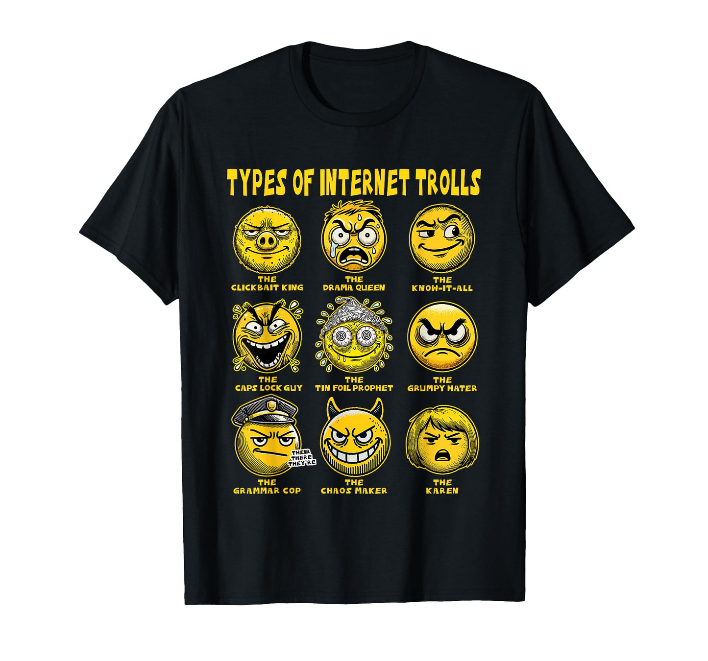 Funny Types of Internet Trolls Meme - Troll Face T-Shirt