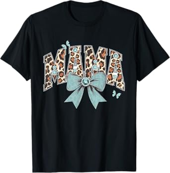 Mama Coquette Bow Cheetah Leopard Print Mom Mothers Day T-Shirt