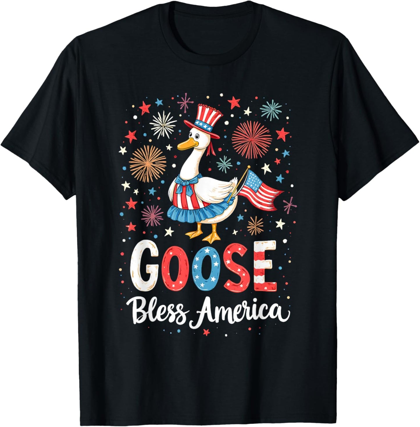 Goose Bless America Funny Patriotic July 4th Outfit T-Shirt