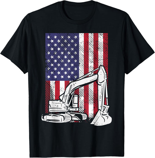 American Excavator Fourth Boys 4th Of July Toddler Kids T-Shirt