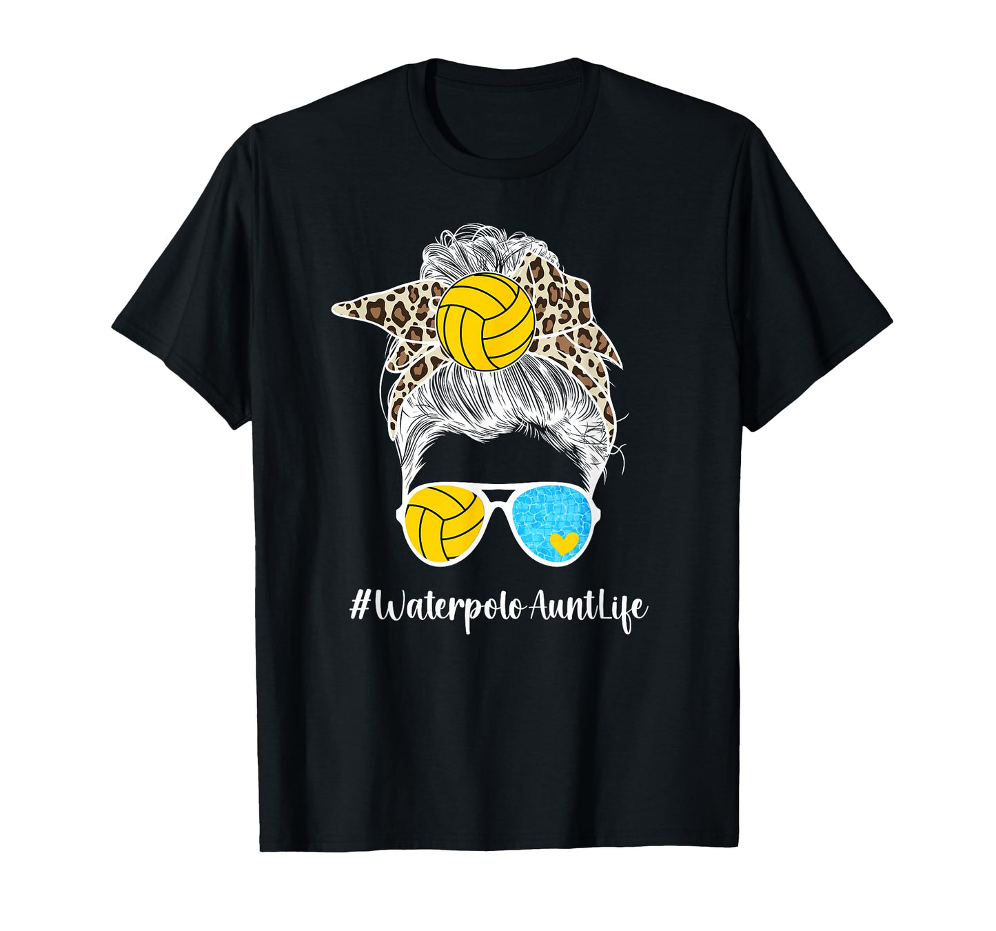 Water Polo Aunt Life Water Polo Player Auntie Messy Bun T-Shirt