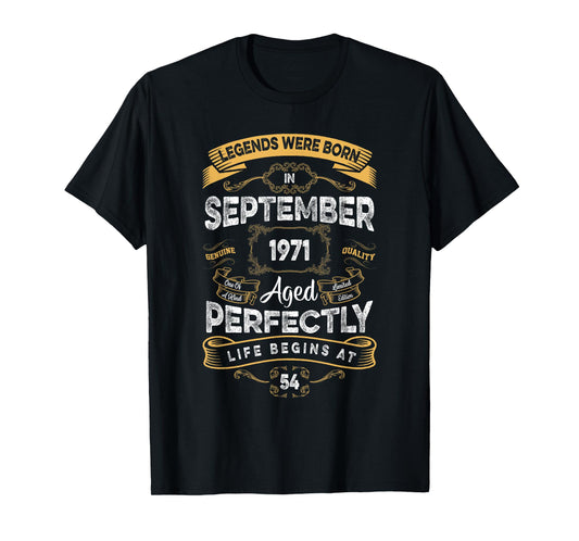 Vintage 54th Birthday Legends Were Born In September 1971 T-Shirt