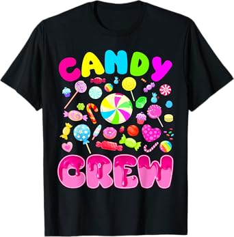 Halloween Candy Crew Women Girls Candy Costume Groovy T-Shirt