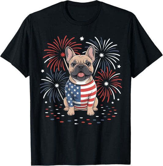 Cute French Bulldog Usa American Flag Dog Lover 4th Of July T-shirt