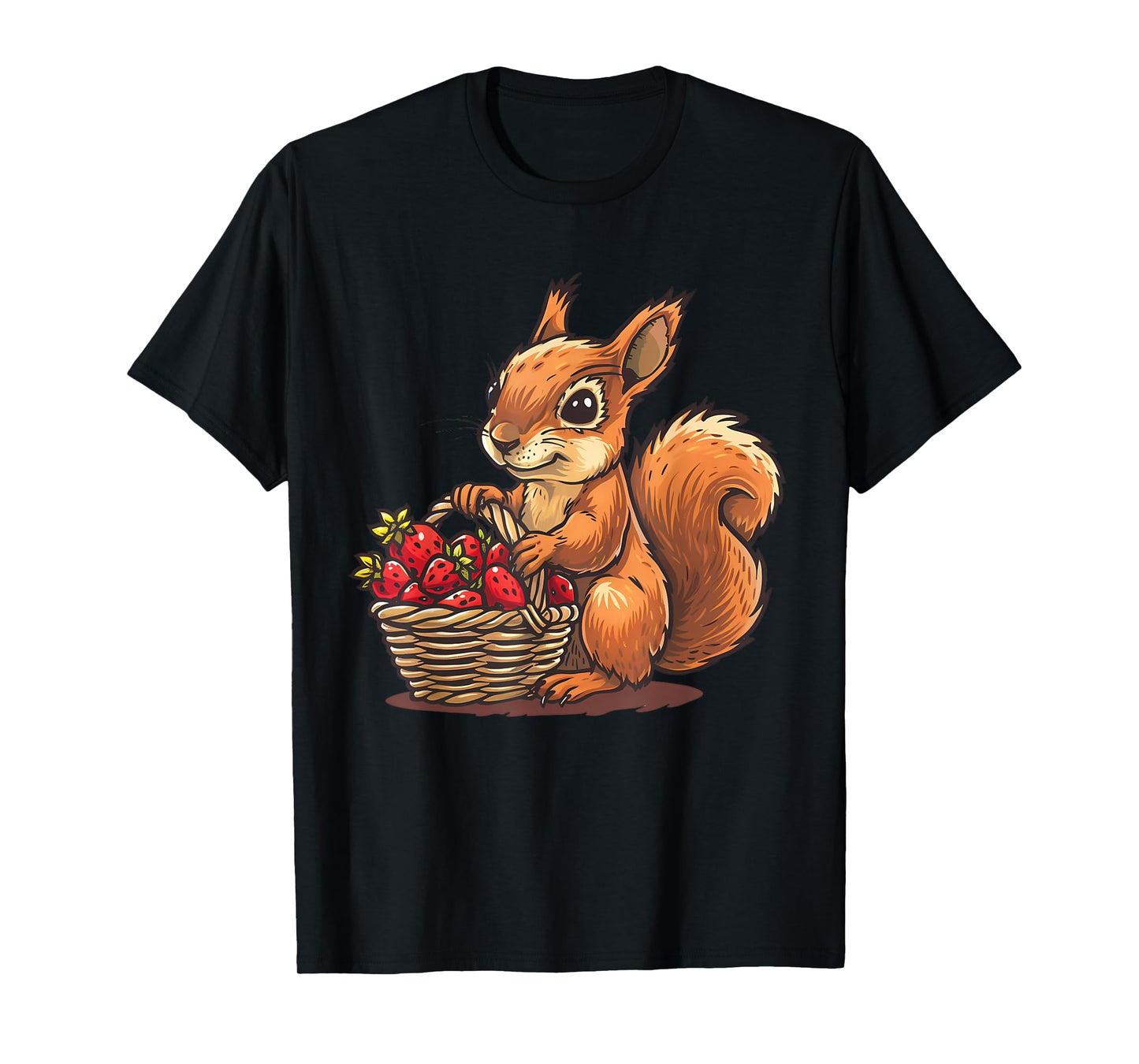 Strawberry Squirrel Wildlife Cute Squirrel Animal Art Motif T-Shirt