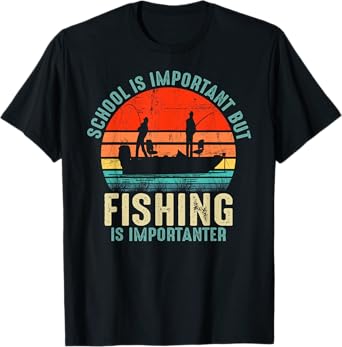 School Is Important But Fishing Is Importanter Boys Kids T-Shirt