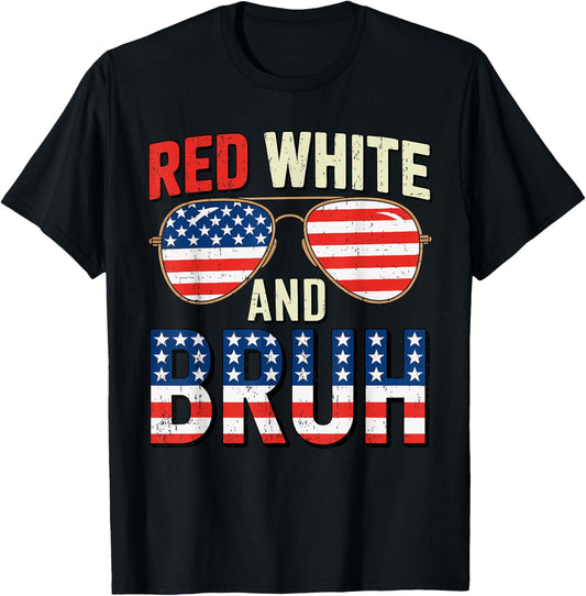 Funny Red White And Bruh Usa Pride 4th Of July Men Women Kid T-shirt