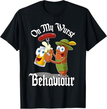 Oktoberfest Shirt Men On My Wurst Behaviour German Adults T-Shirt
