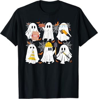 Ghost Construction Worker Costume For Halloween Men Women T-Shirt