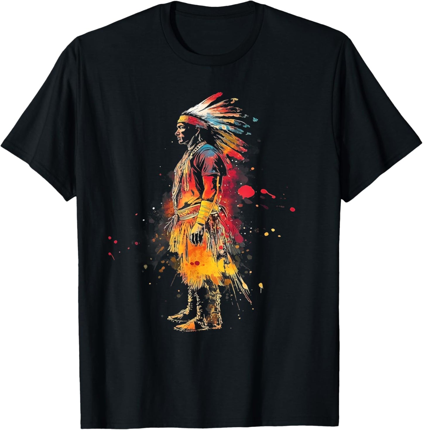 Native American Pride Indian Chief Colourful Artwork T-Shirt