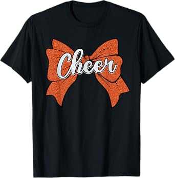 Coquette Orange Cheer Bow Sport Cheerleader Cheerleading T-Shirt