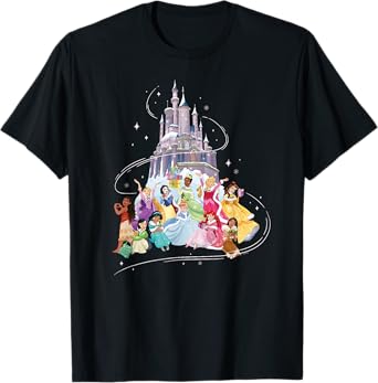Disney Princess Sparkle Squad Christmas Holiday Castle T-Shirt