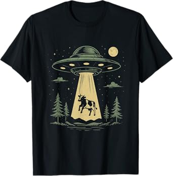 UFO Cow Abduction Design | Funny Alien Spaceship T-Shirt