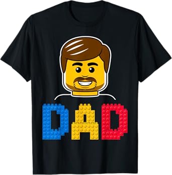 Family Dad Master Builder Building Bricks Blocks Fathers Day T-Shirt