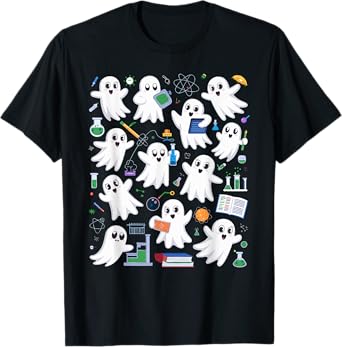 Spooky Ghost Science Teacher Halloween Laboratory Teacher T-Shirt