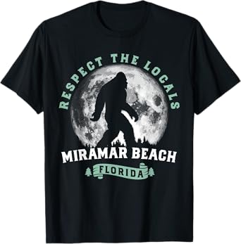 Miramar Beach Florida Respect the Locals Bigfoot Swamp Ape T-Shirt for Men Women Kids
