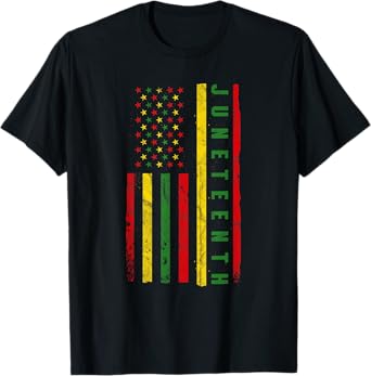 Juneteenth American Flag Emancipation Melanin Black T-Shirt