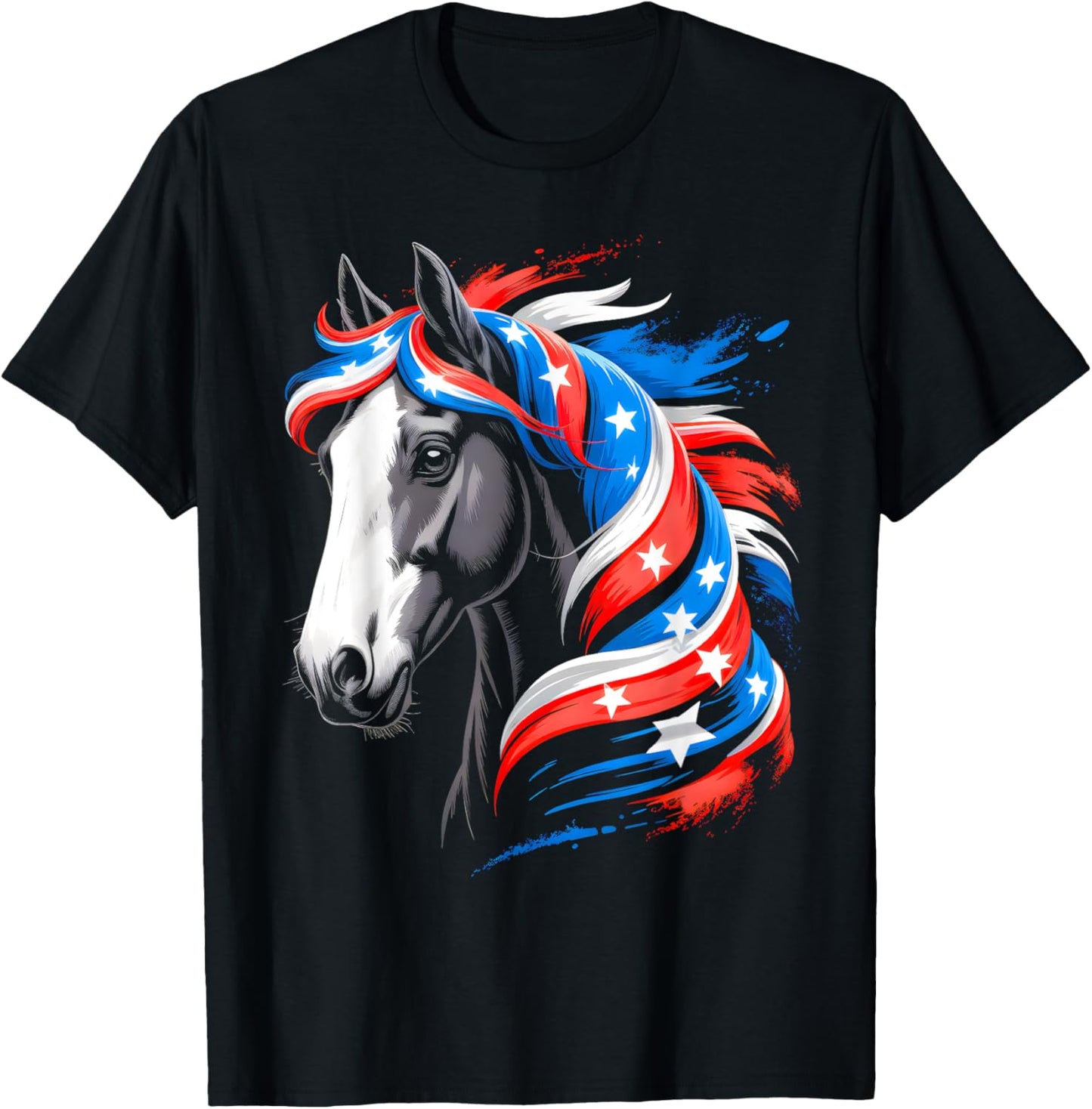 Horse 4th Of July Patriotic Horse Graphic American Flag T-shirt