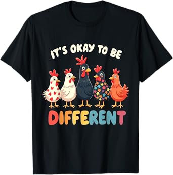 It's OK To Be Different Cute Puzzle Chicken Autism Awareness T-Shirt