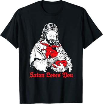Satan Loves You and Jesus Know it T-Shirt Baphomet