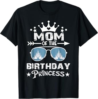 Mom Of The Birthday Princess Pastel Castle Family Matching T-Shirt