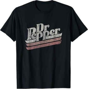 Dr. Pepper Distressed Stripe Vintage Diagonal Soda Label T-Shirt