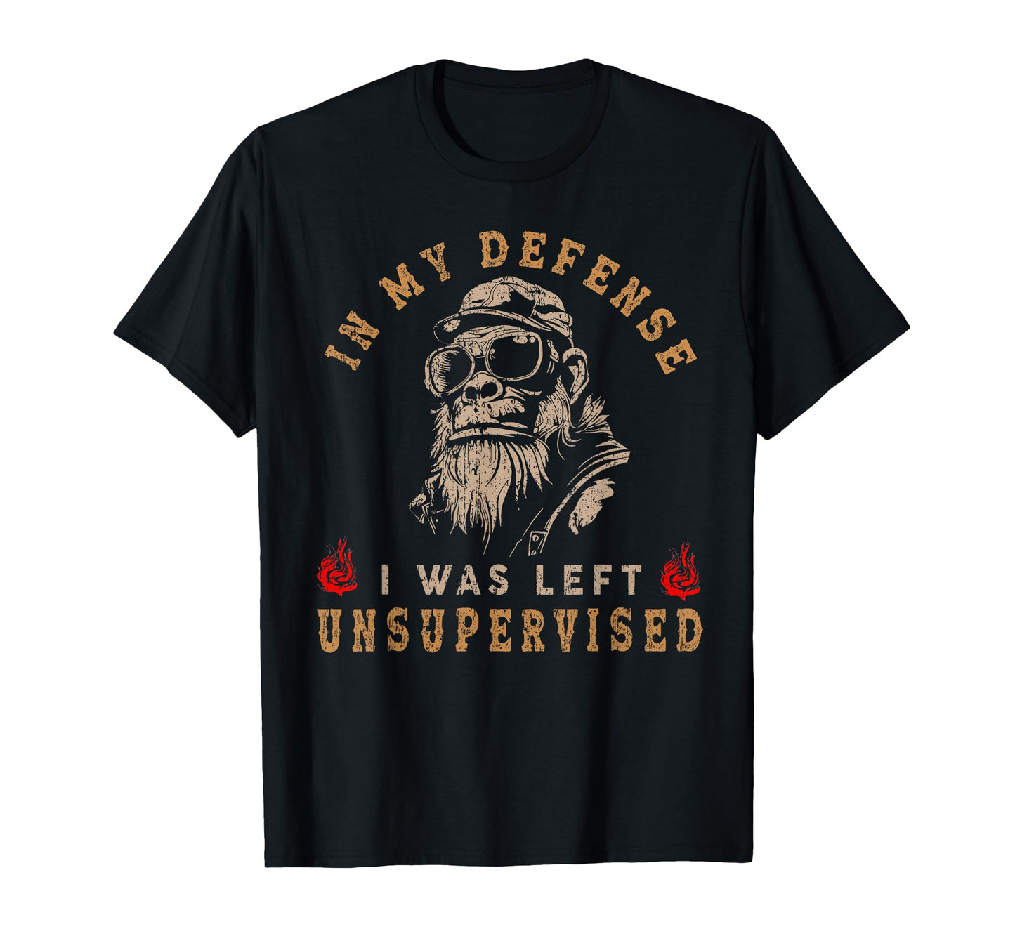 Funny Monkey In My Defense I Was Left Unsupervised T-Shirt