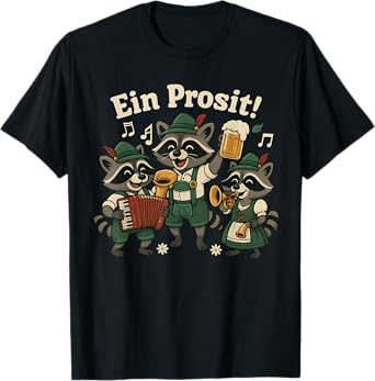 Oktoberfest Raccoons Playing Traditional Music Funny Beer T-Shirt