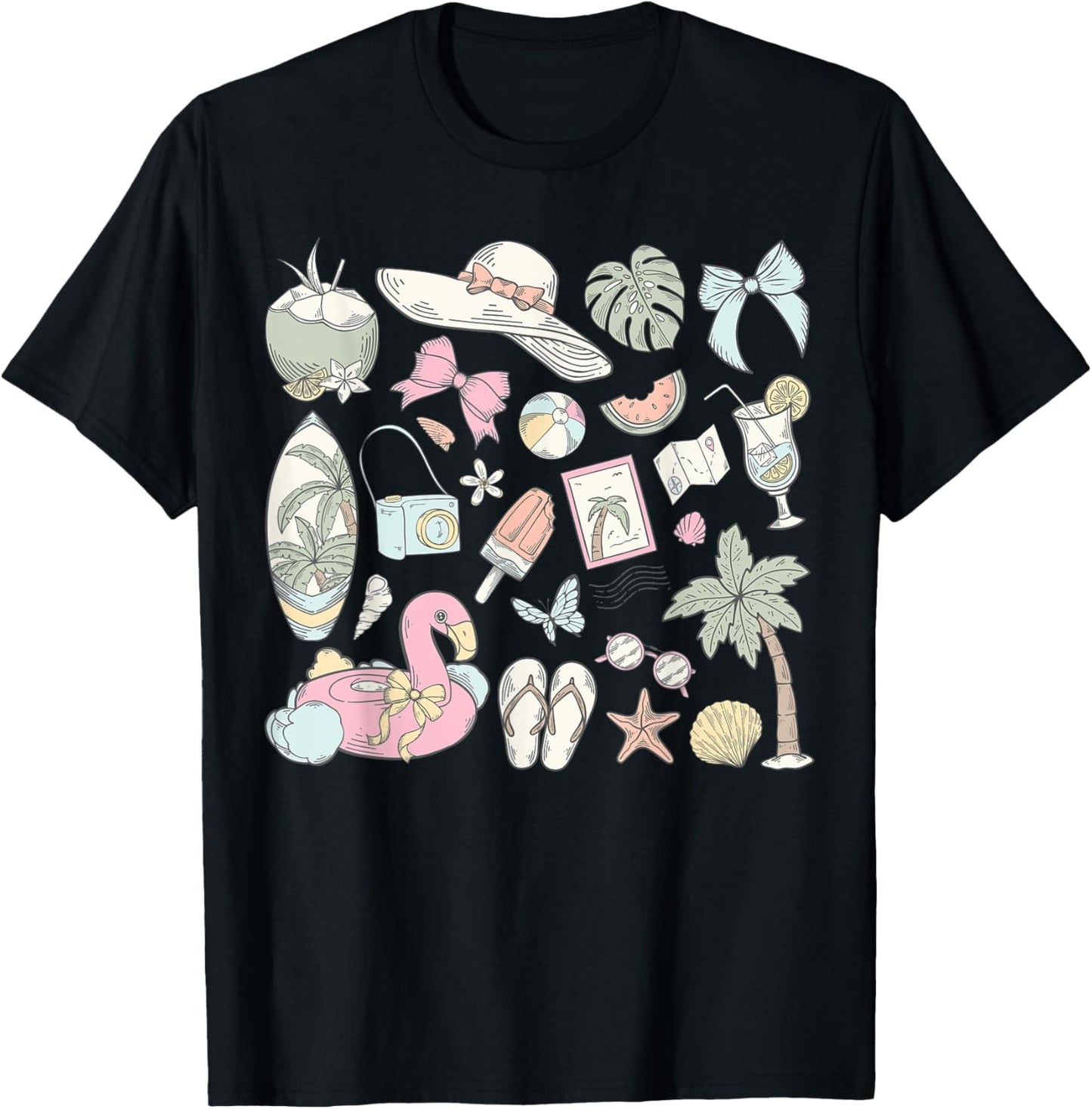 Coquette Bow Summer Girl Retro Summer Vibes Beach Women Girl T-Shirt