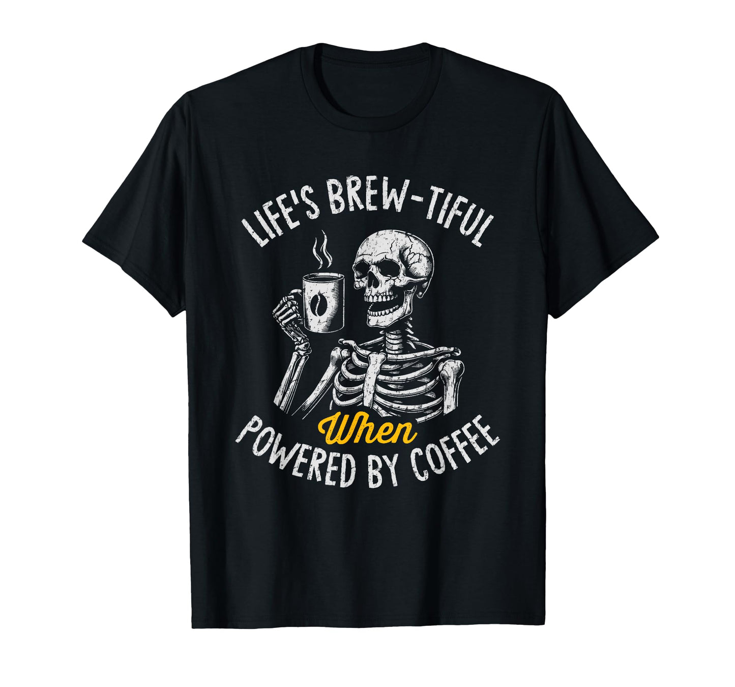 Powered by Coffee Funny Skeleton Caffeine Lover Barista T-Shirt