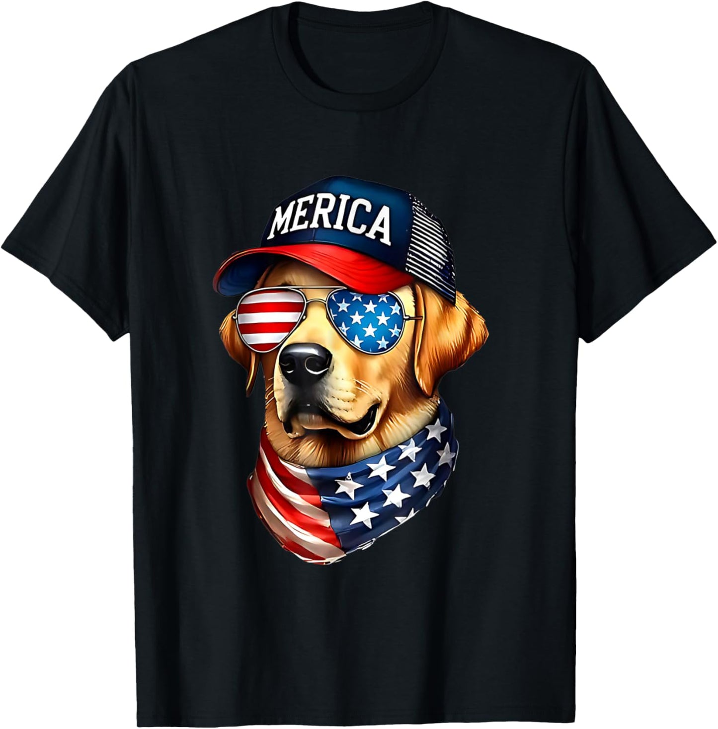 Yellow Labrador Retriever 4th of July Merica USA Flag Lab T-Shirt