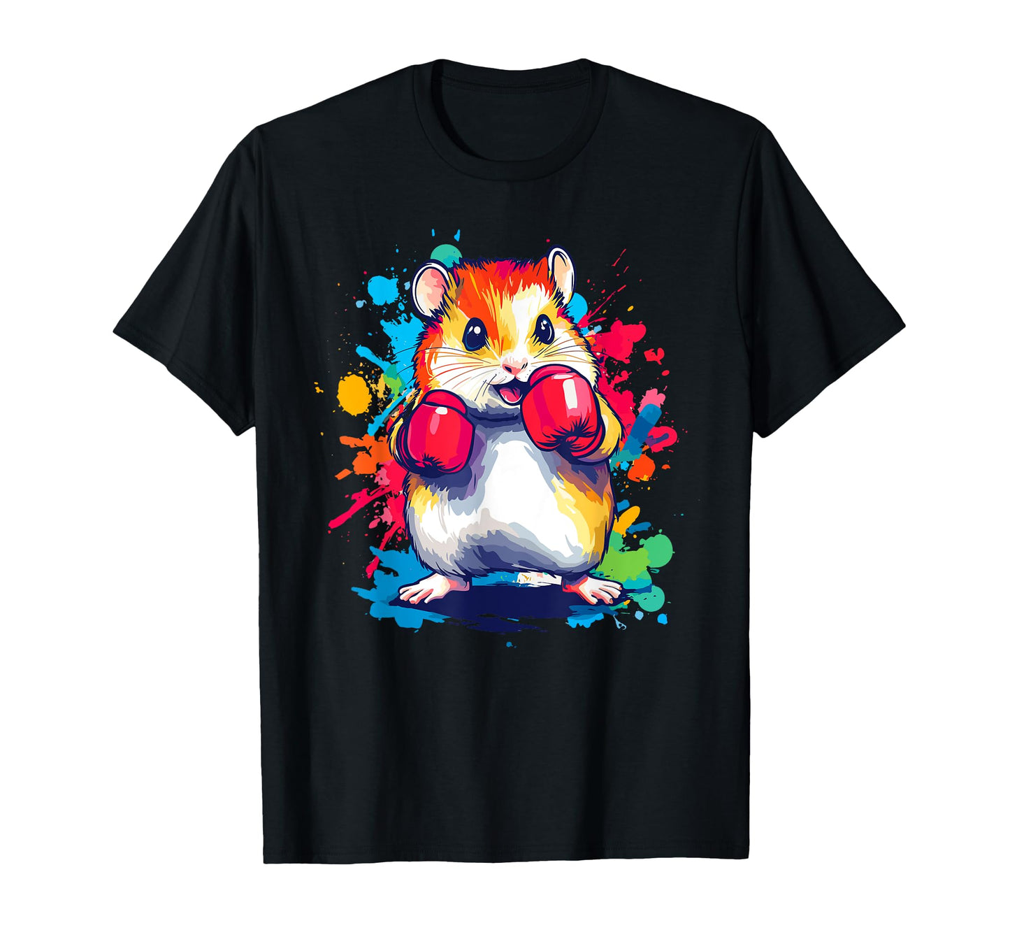 Hamster Wearing Boxing Gloves Colorful Art T-Shirt