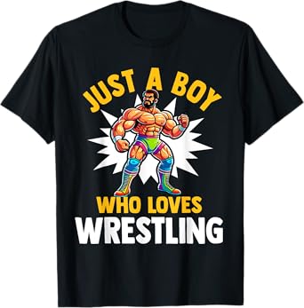 Just A Boy Who Loves Wrestling Boys Kids Wrestler Boy T-Shirt