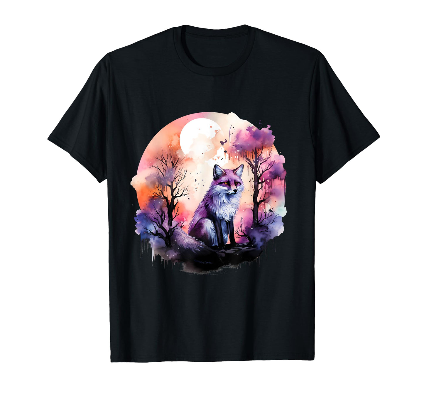 Fox Colorful Forest Nature Animal Lovers Wildlife Artwork T-Shirt