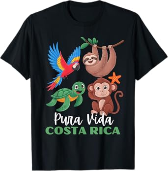 Parrot Sloth Turtle Vacation Tropical Pura Vida Costa Rica T-Shirt